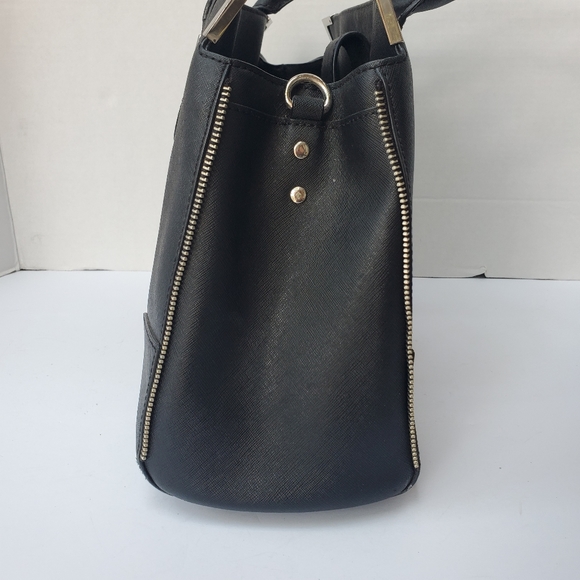 Rebecca Minkoff Leather Regan Bedford Black Gold Amorous Satchel Shoulder Bag - Picture 2 of 12